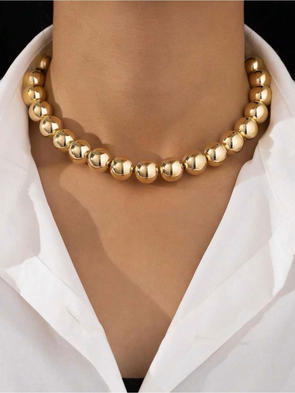 NWT Stylish Gold Beaded Choker Necklace - Classic Statement